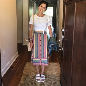 Madewell colorful midi button skirt